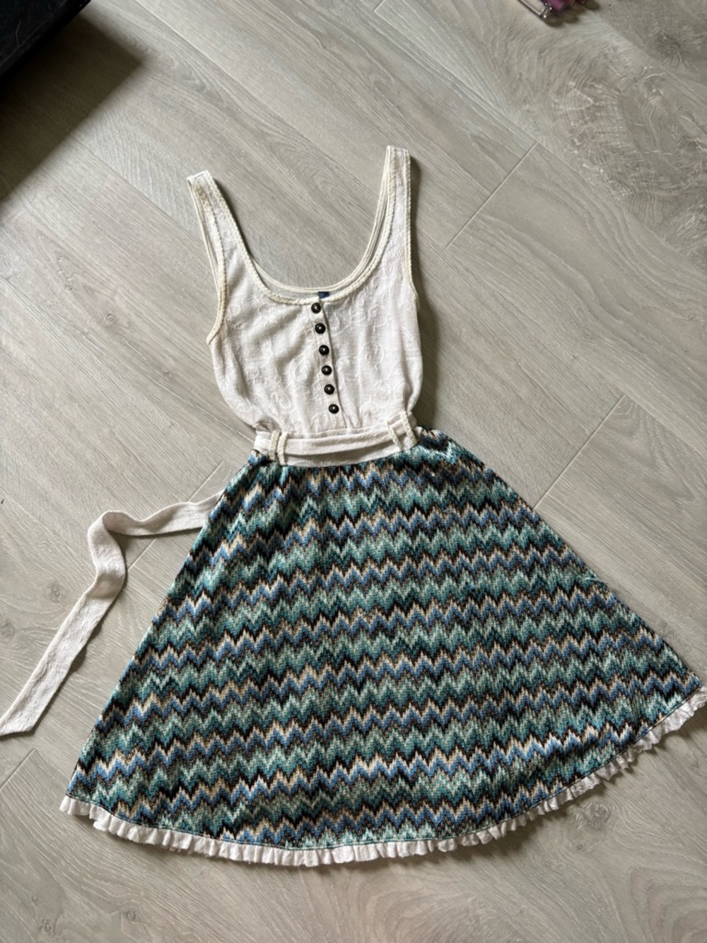 Free People Cream/Chevron dress